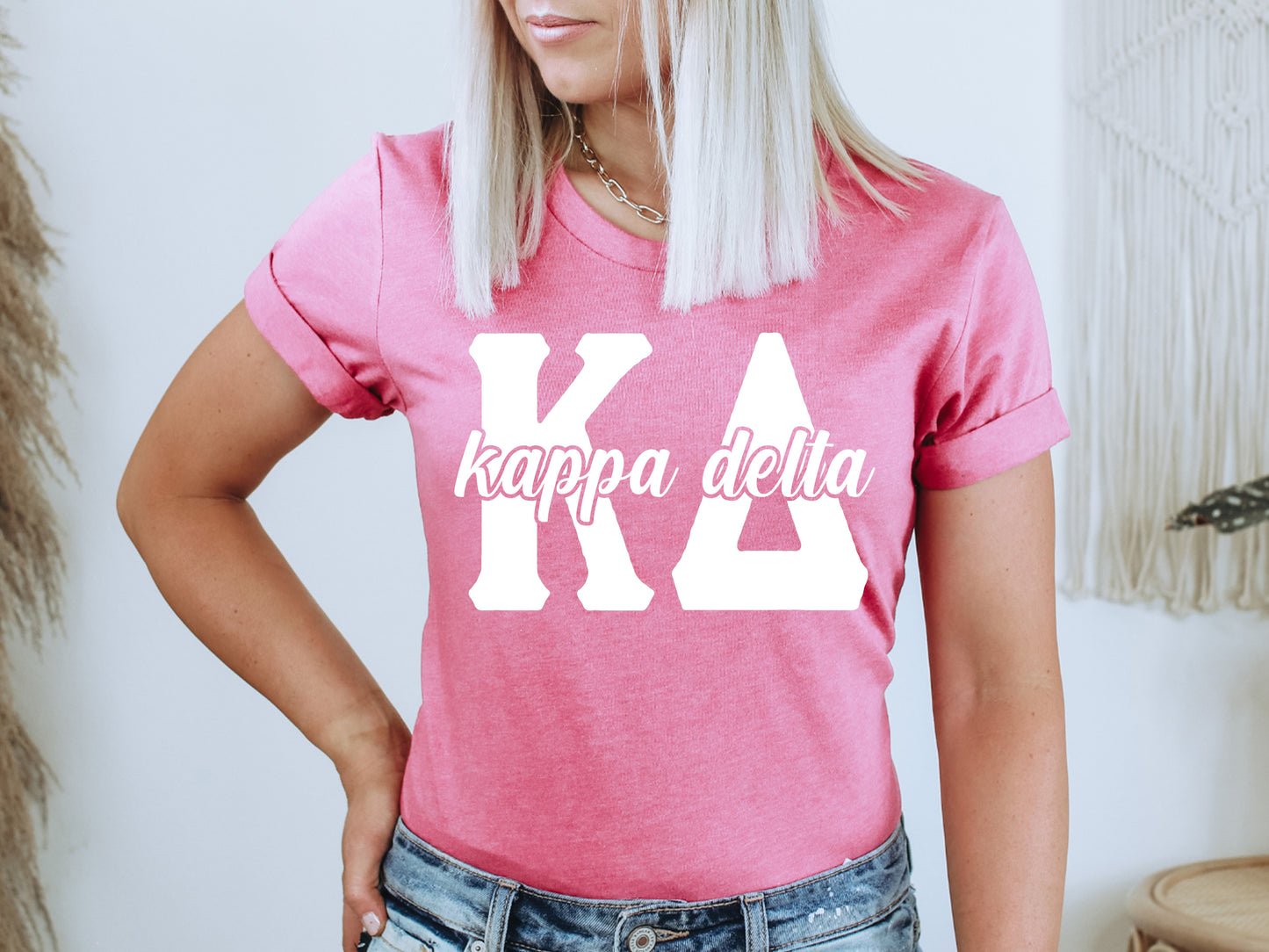 Kappa Delta Sliced White Letters Sorority T-shirt _ 2254g
