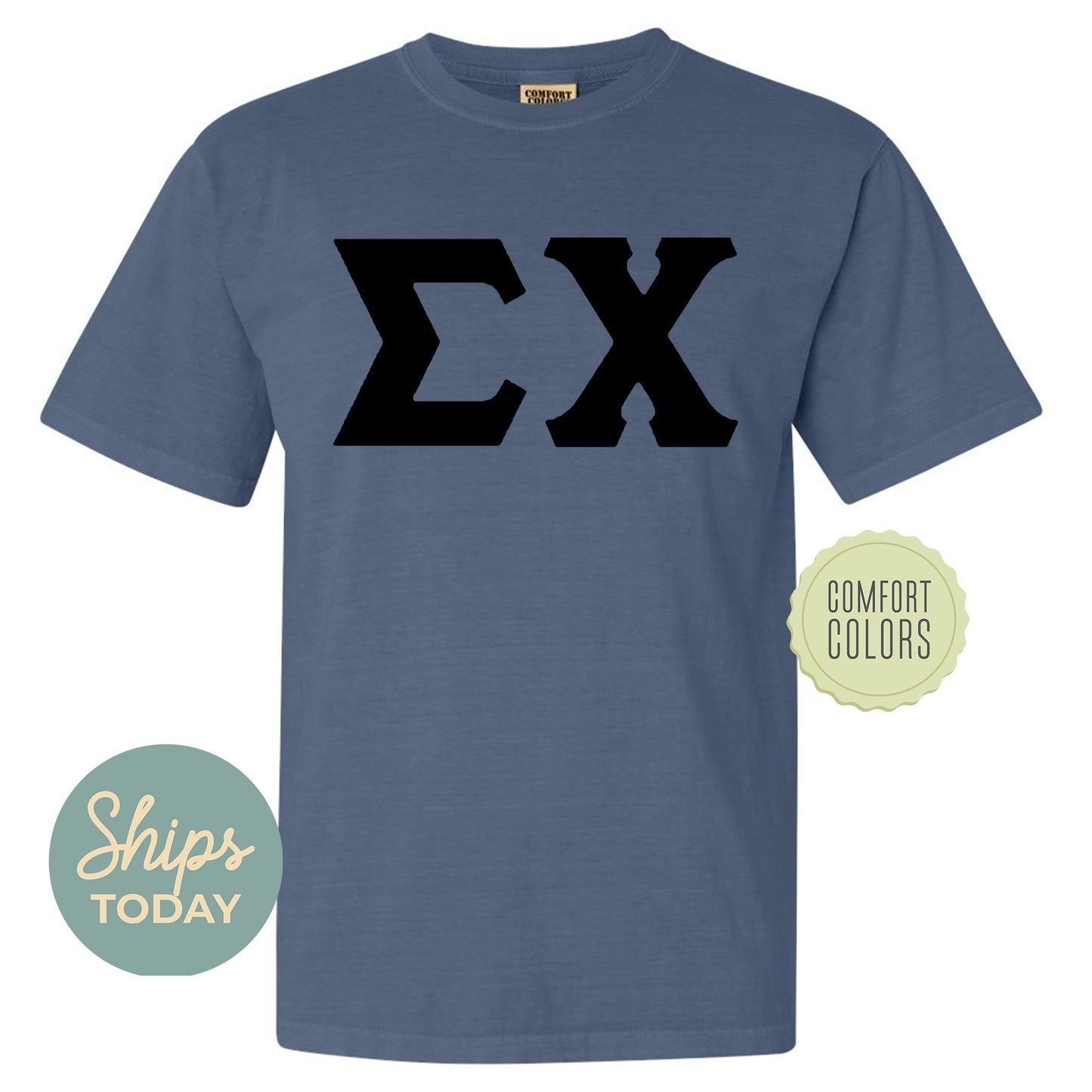 Sigma Chi Black Letters Comfort Colors Farternity T-shirt _ 34929g