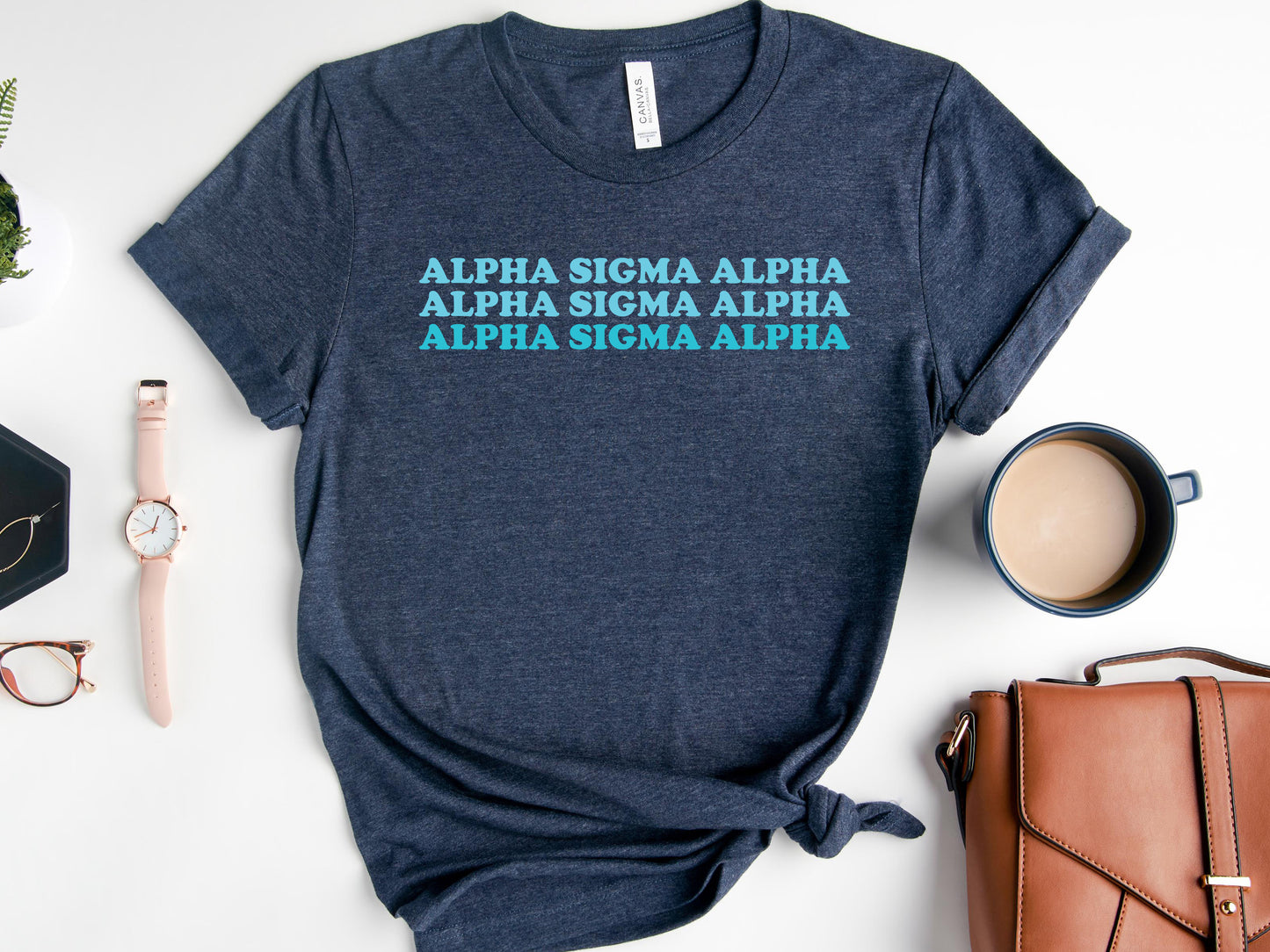 Alpha Sigma Alpha Touch of Blue Sorority T-shirt _ 2583g