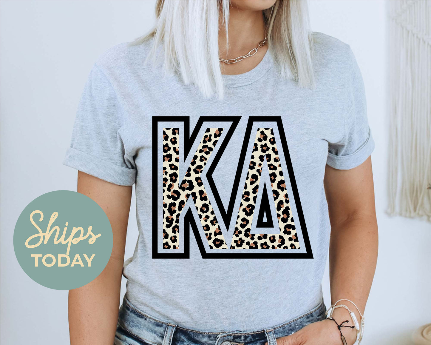 Kappa Delta Leopard Greek Letters Sorority T-shirt _ 30451g