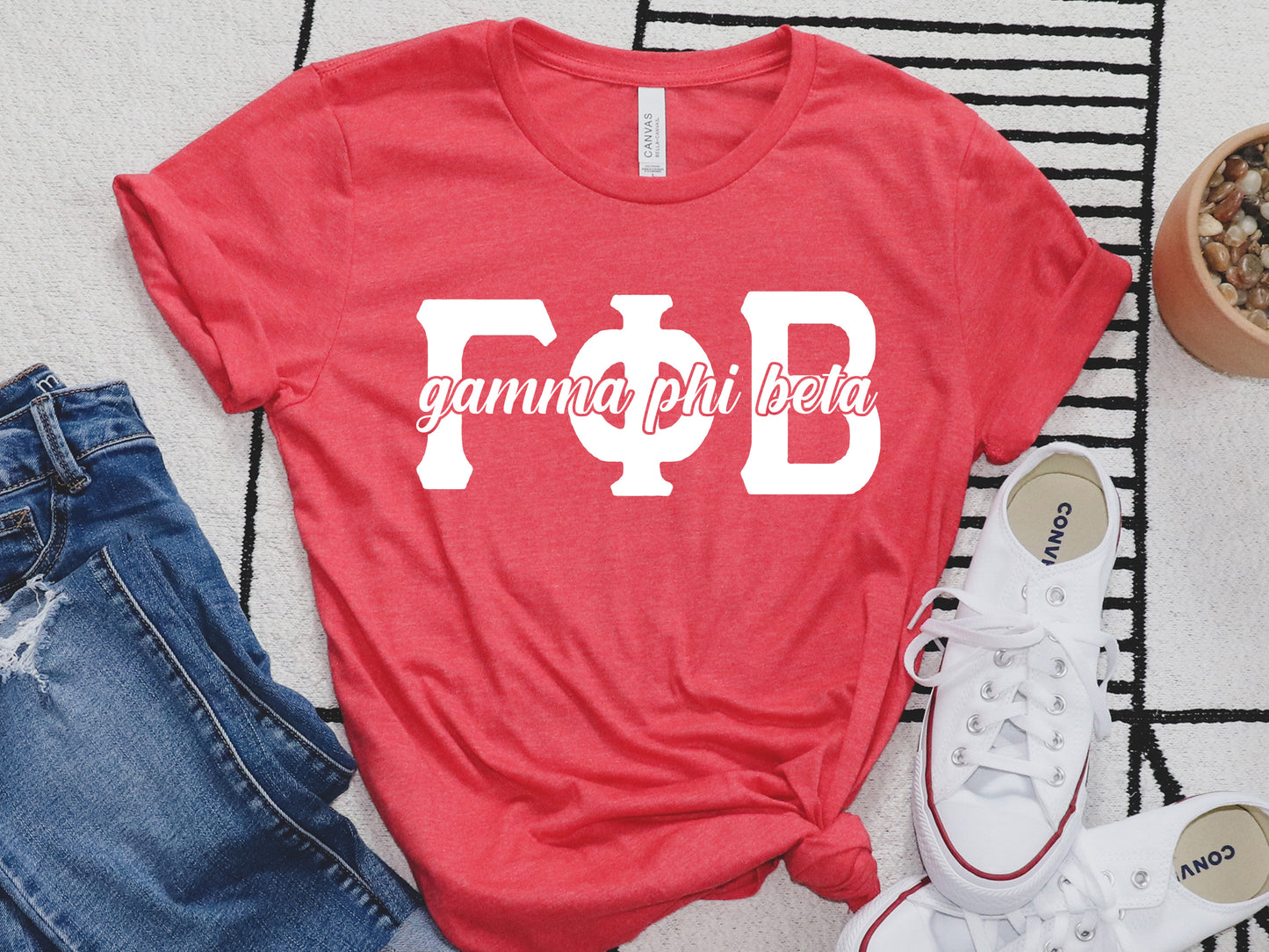 Gamma Phi Beta Sliced White Letters Sorority T-shirt _ 2252g