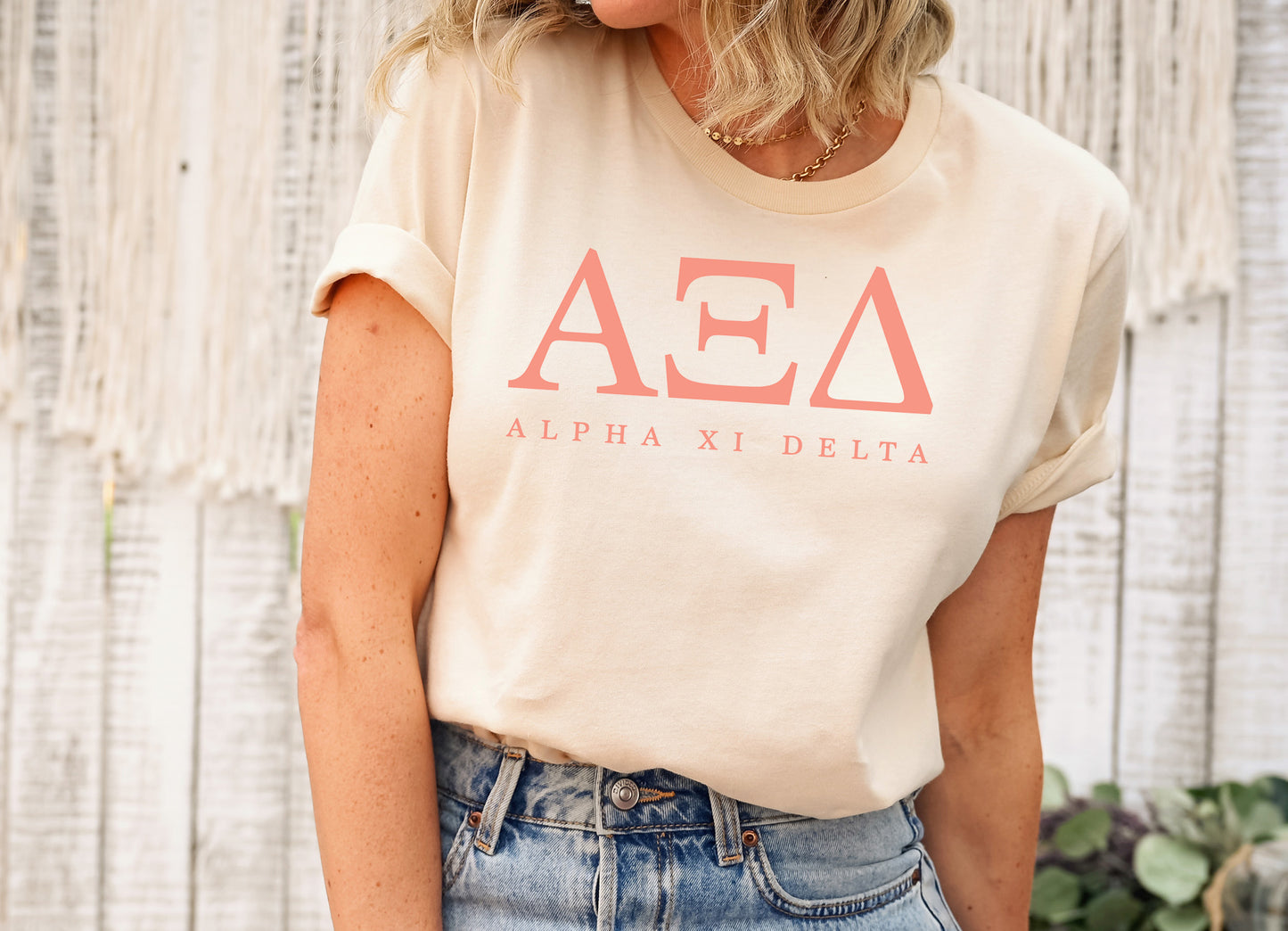 Alpha Xi Delta Pink Personality Sorority T-shirt _ 656g
