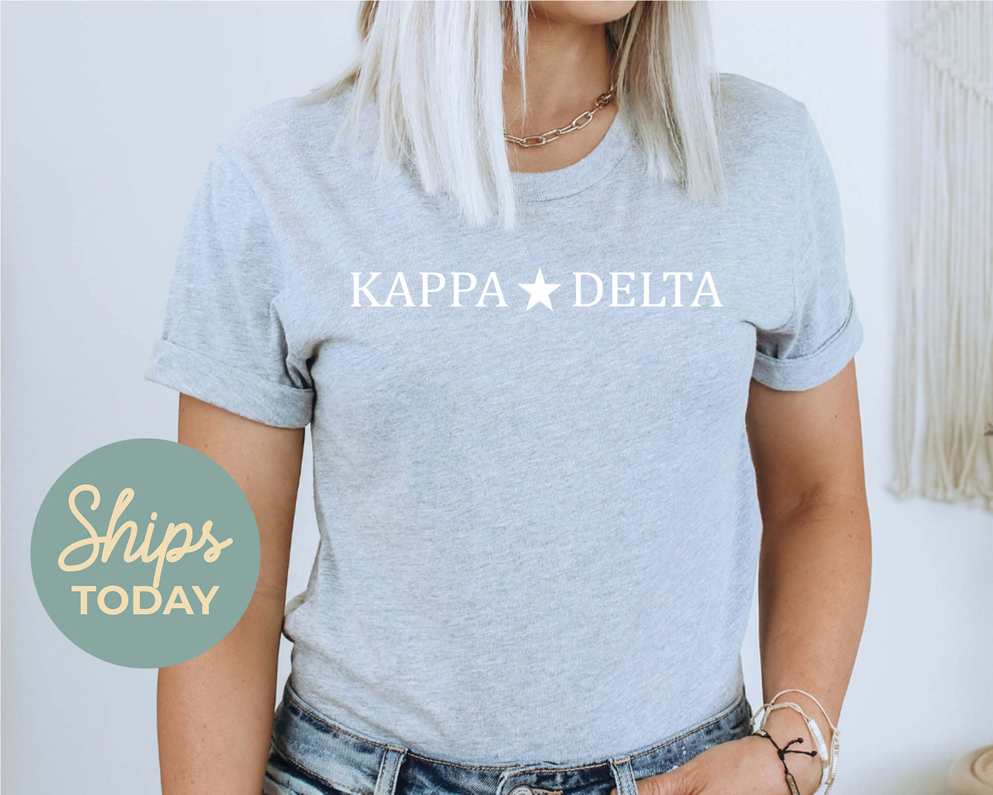 Kappa Delta White Star Sorority T-shirt _ 2202g