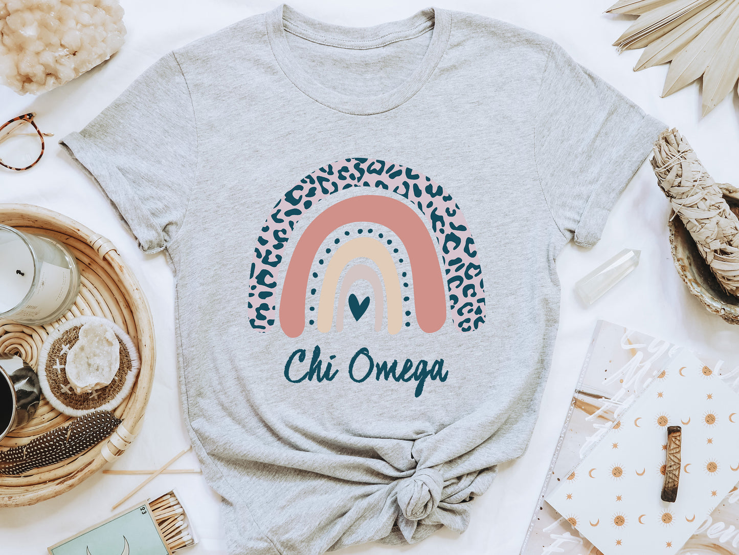 Chi Omega Greek Rainbow Sorority T-shirt _ 2742g