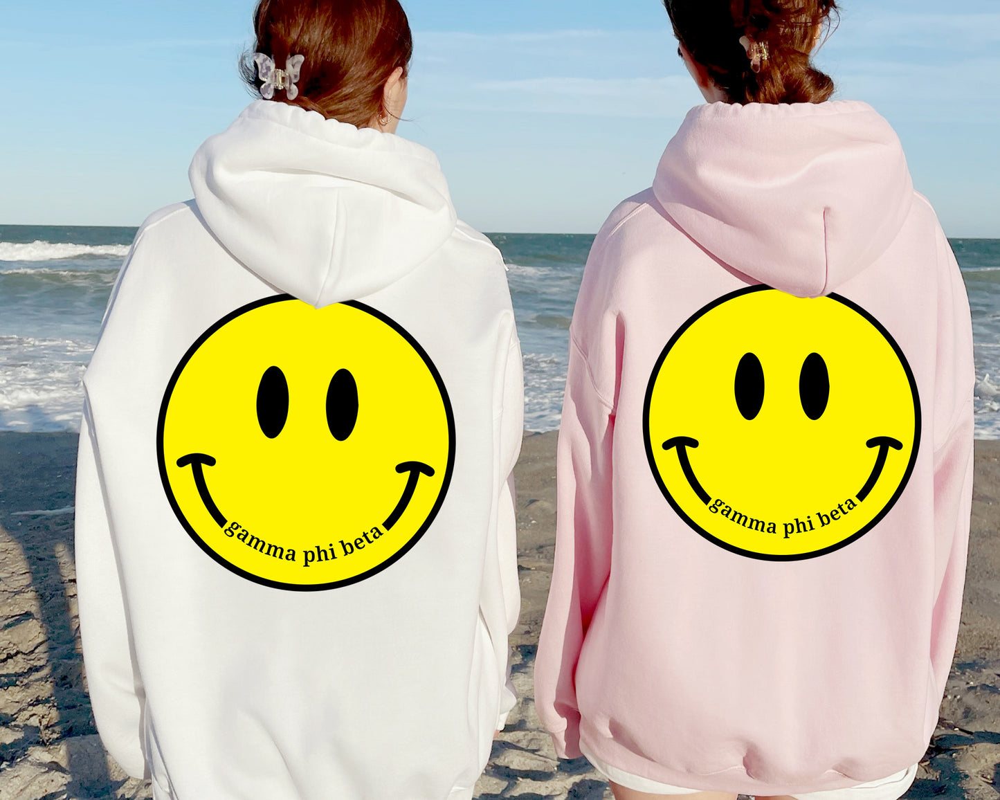 Gamma Phi Beta Smiley Face Sorority Hoodie _ 32856g