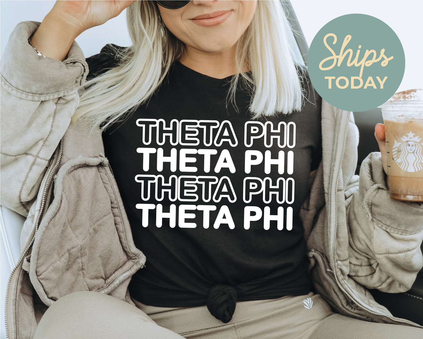 Theta Phi Alpha Bold Bubble Letter Sorority T-shirt _ 2236g