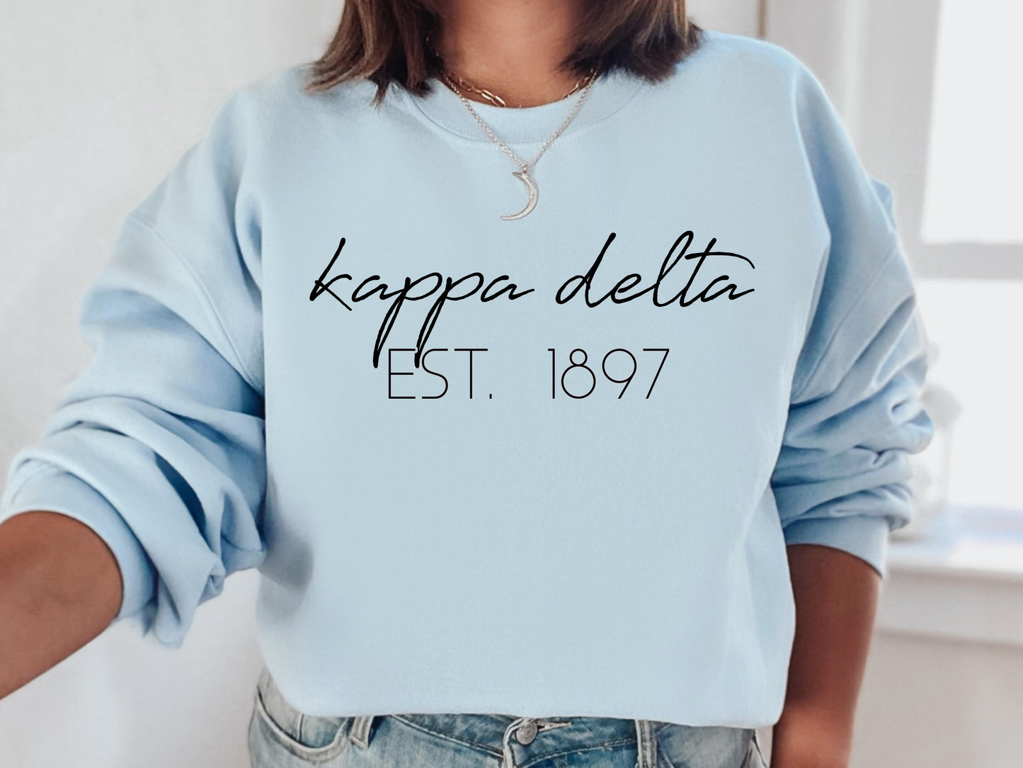 Kappa Delta Black Calligraphy Sorority Sweatshirt _ 2333g