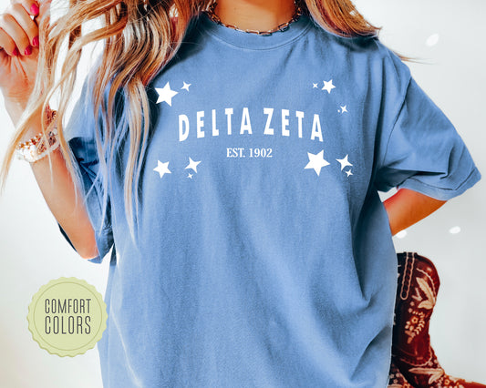Delta Zeta Arched Star Comfort Colors Sorority T-shirt _ 2277g
