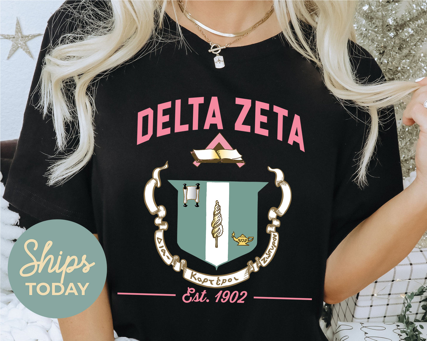 Delta Zeta Loyalty Crest Sorority T-shirt _ 4433g