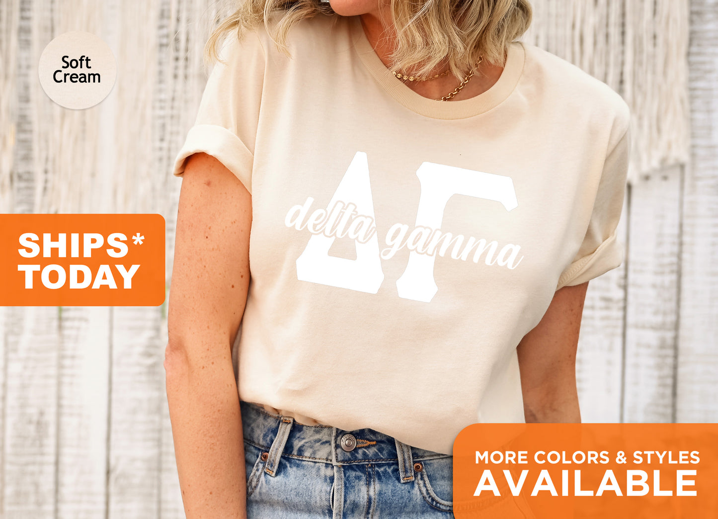 Delta Gamma Sliced White Letters Sorority T-shirt _ 2249g