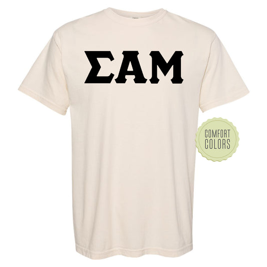 Sigma Alpha Mu Black Letters Comfort Colors Farternity T-shirt _ 34928g