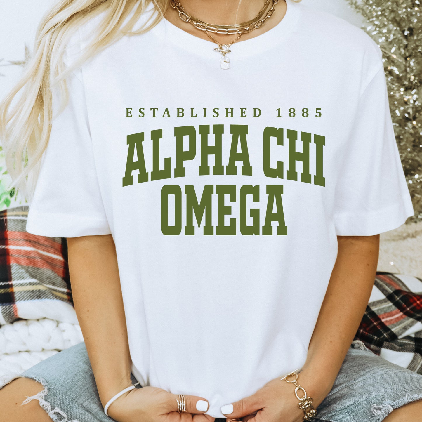 Alpha Chi Omega Bold Letters Sorority T-shirt _ 35120g