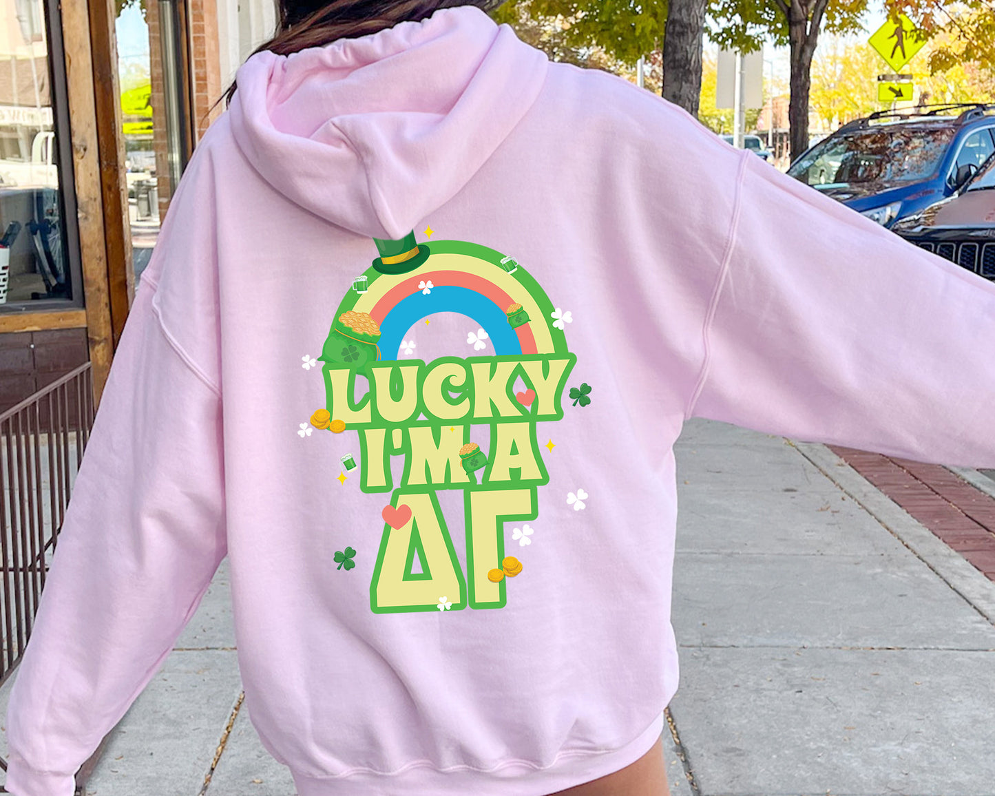Delta Gamma Lucky Rainbow Sorority Hoodie _ 32879g