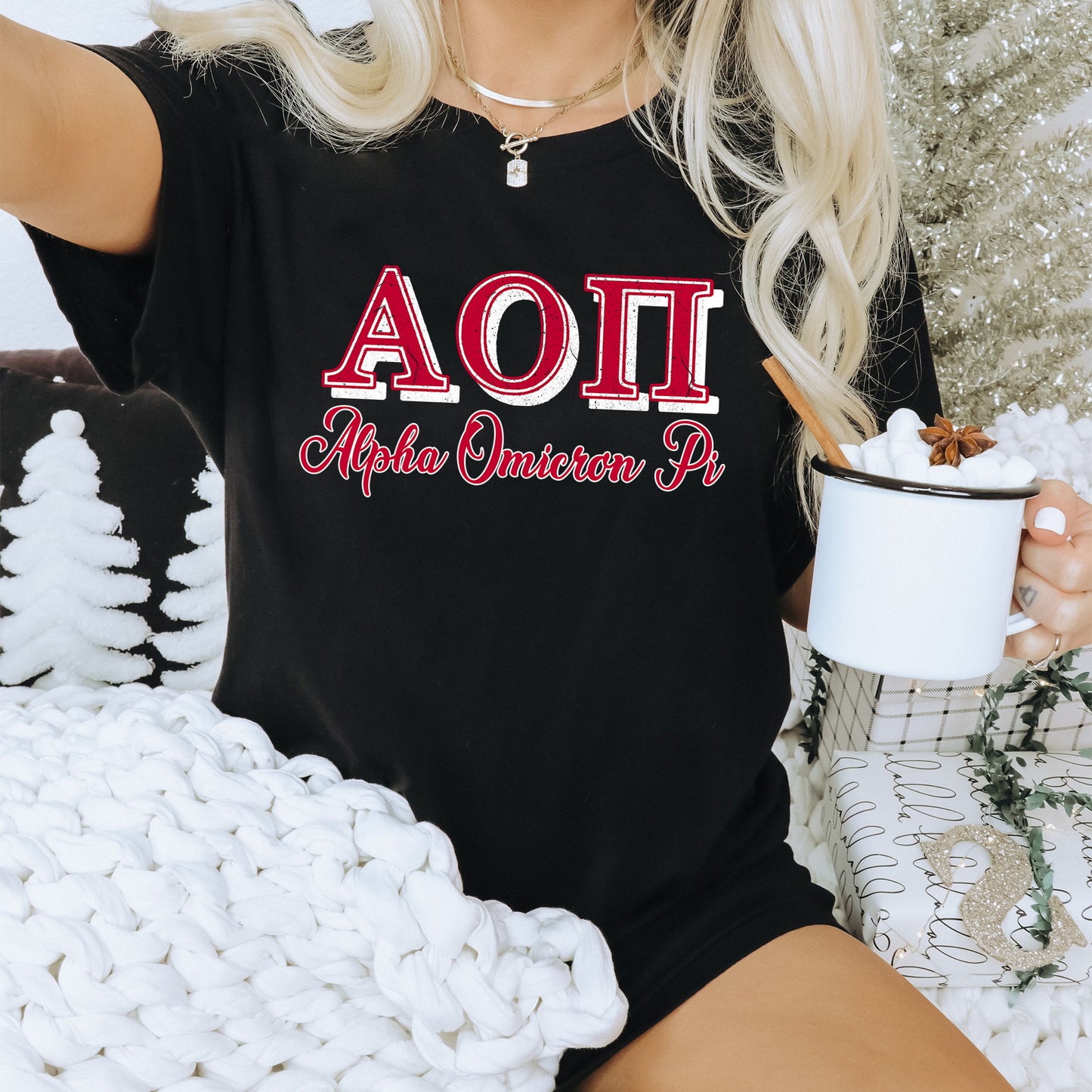 Alpha Omicron Pi Greek Colors Sorority T-shirt _ 36073g