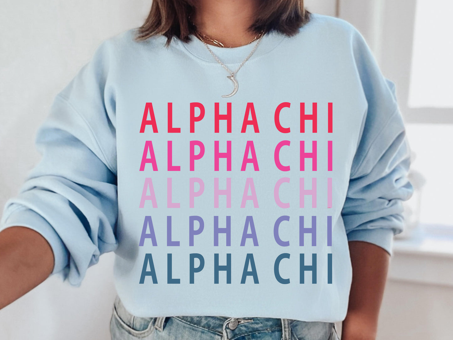 Alpha Chi Omega Bright and Stacked Sorority Sweatshirt _ 1g