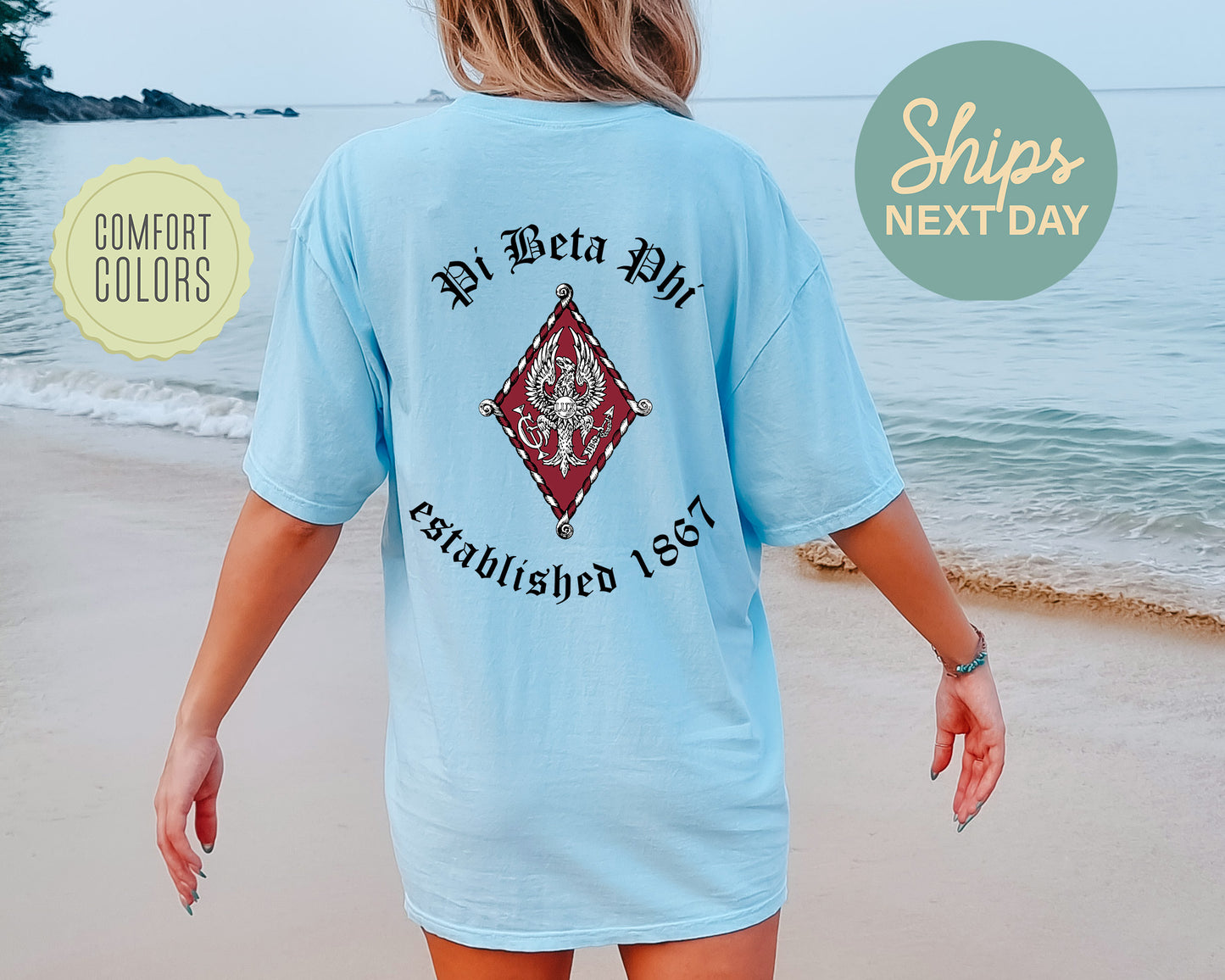Pi Beta Phi Old English Crest Comfort Colors Sorority T-shirt _ 32940g