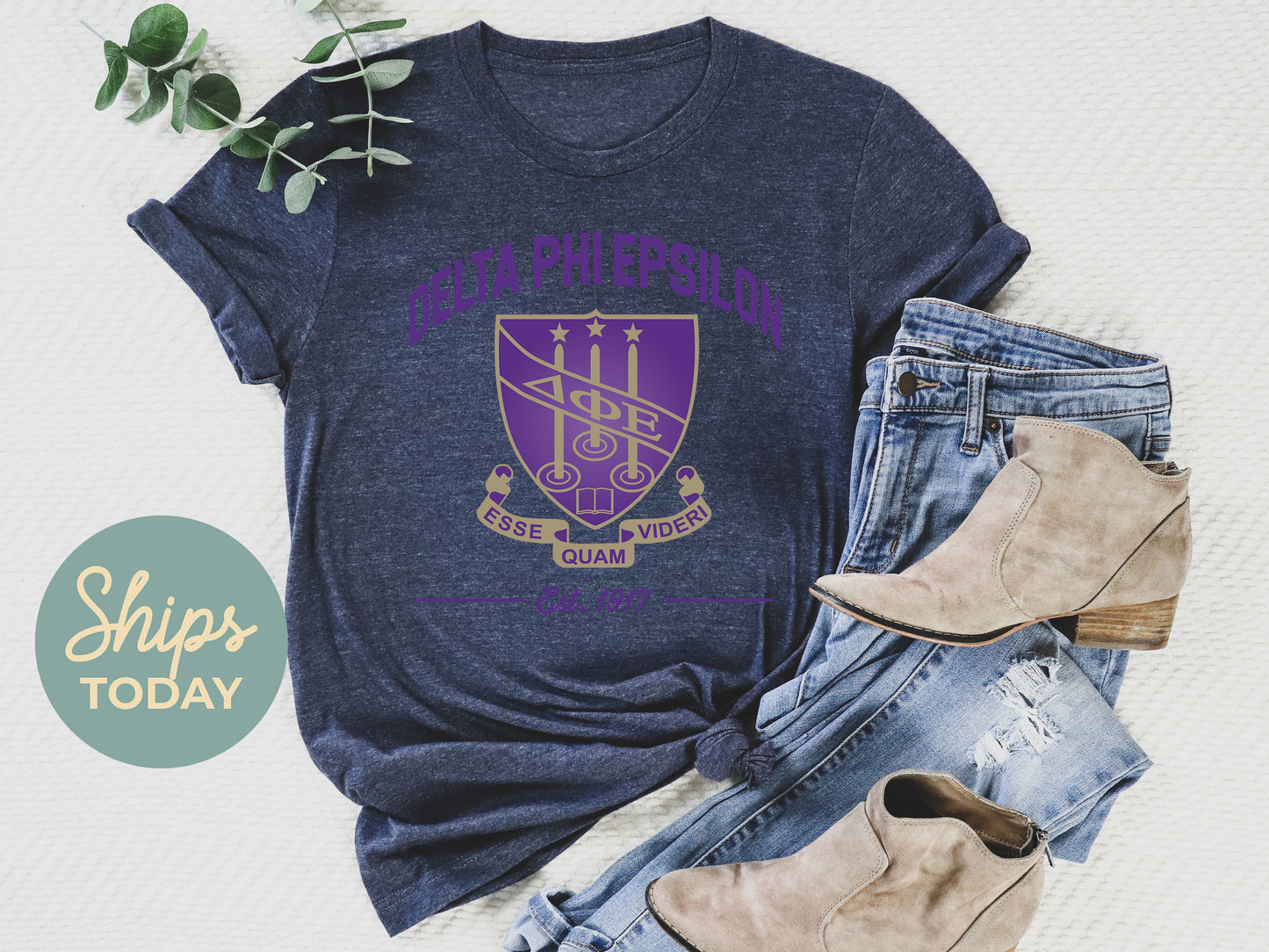 Delta Phi Epsilon Loyalty Crest Sorority T-shirt _ 4432g