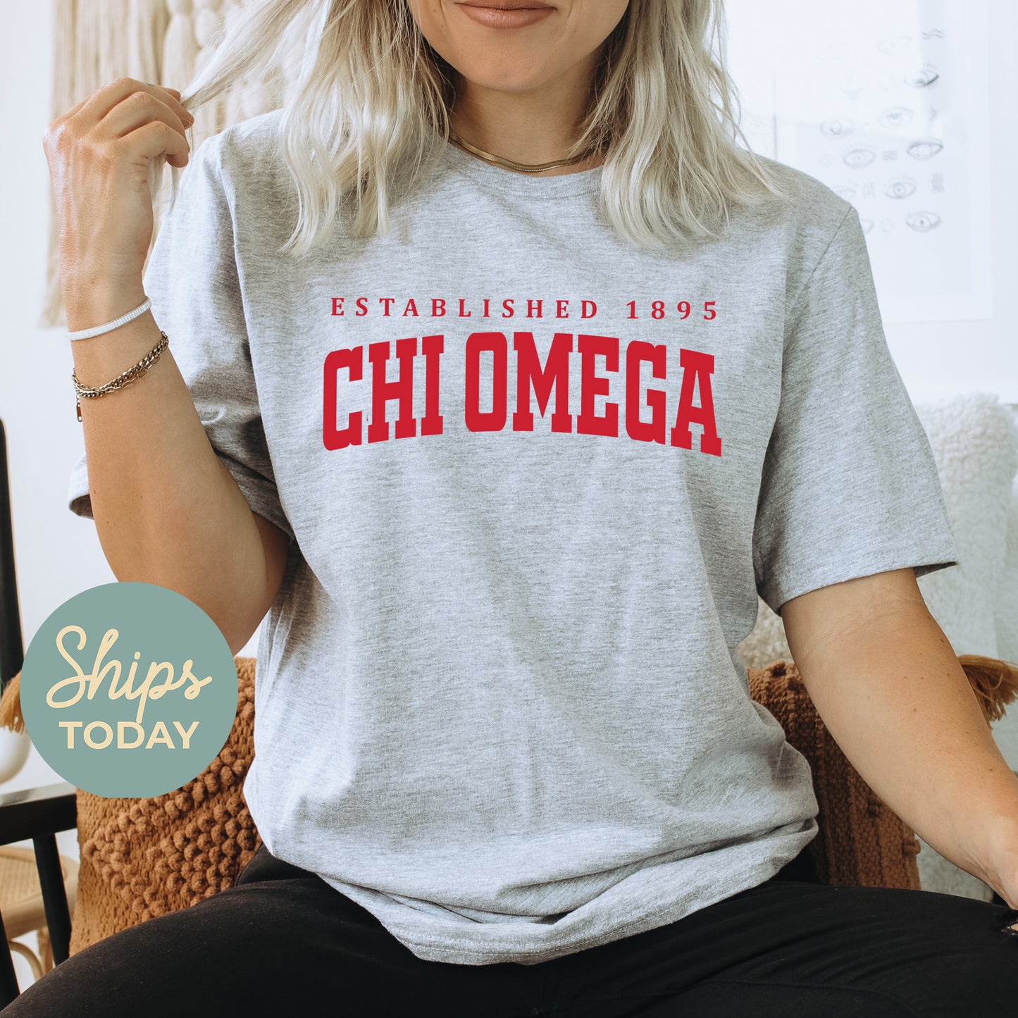 Chi Omega Bold Letters Sorority T-shirt _ 35129g