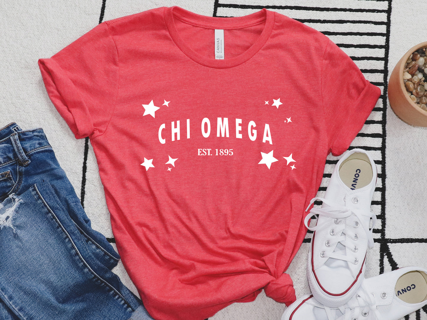 Chi Omega Arched Star Sorority T-shirt _ 2273g