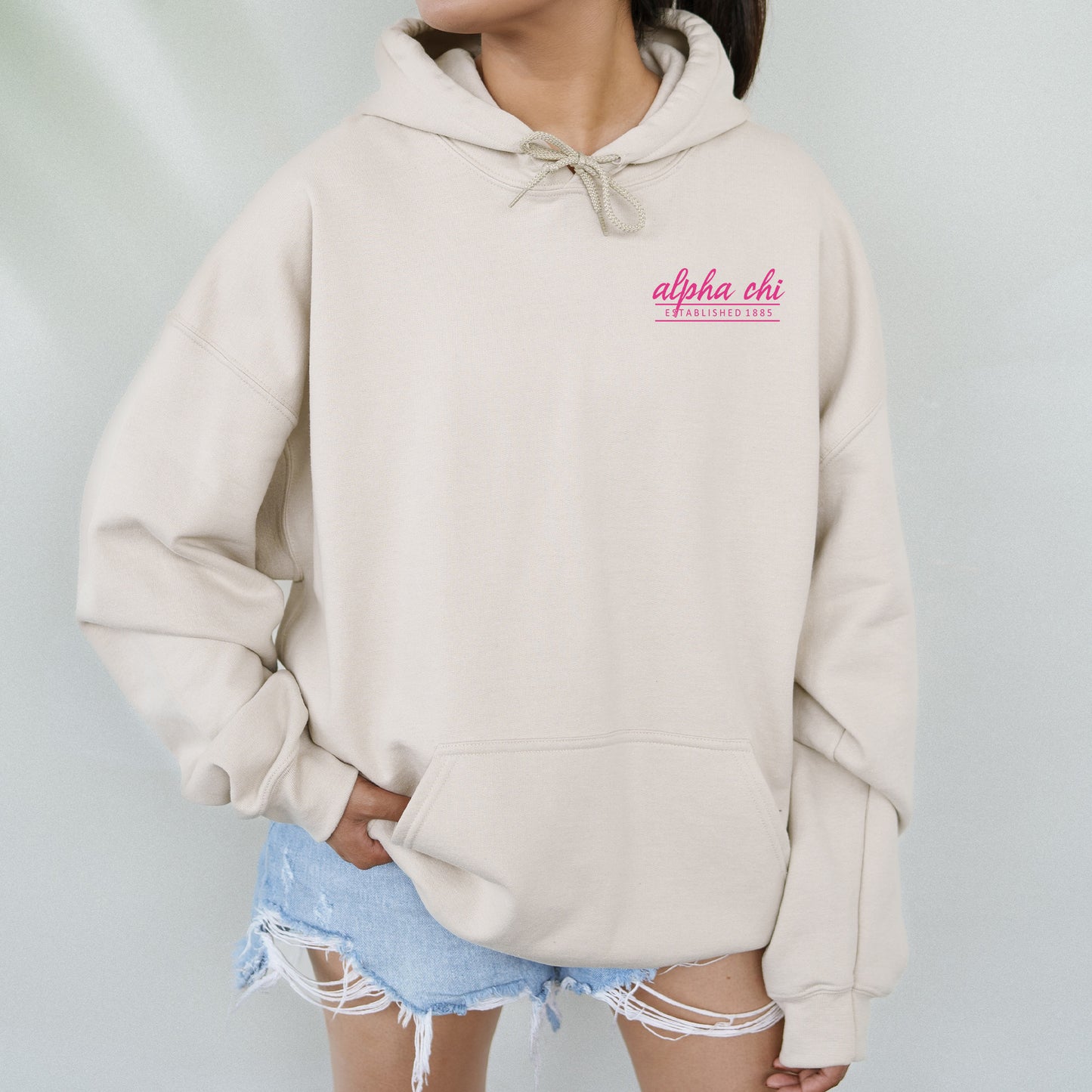 Alpha Chi Omega Classic Pink Sorority Hoodie _ 39086g