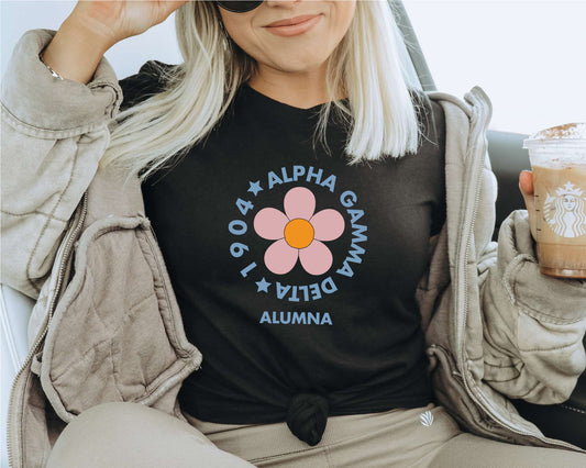 Alpha Gamma Delta Floral Alumna Sorority T-shirt _ 2554g