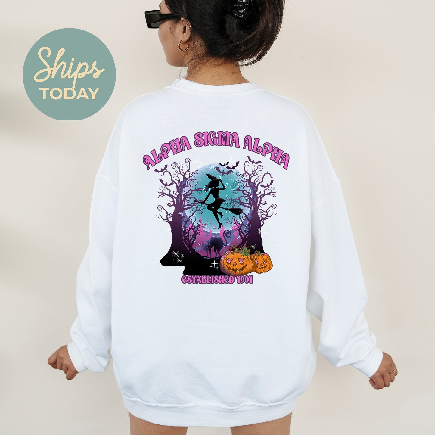 Alpha Sigma Alpha Halloween Witch Sorority Sweatshirt _ 36232g