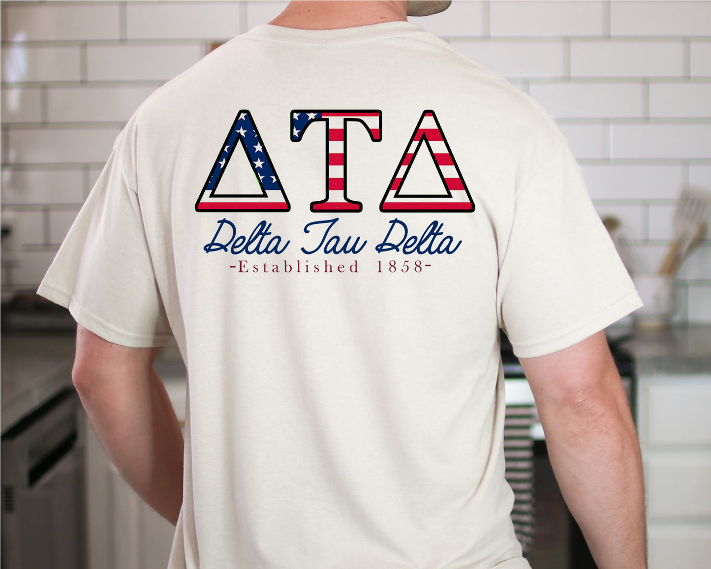 Delta Tau Delta USA Flag Letters Fraternity T-shirt _ 33432g