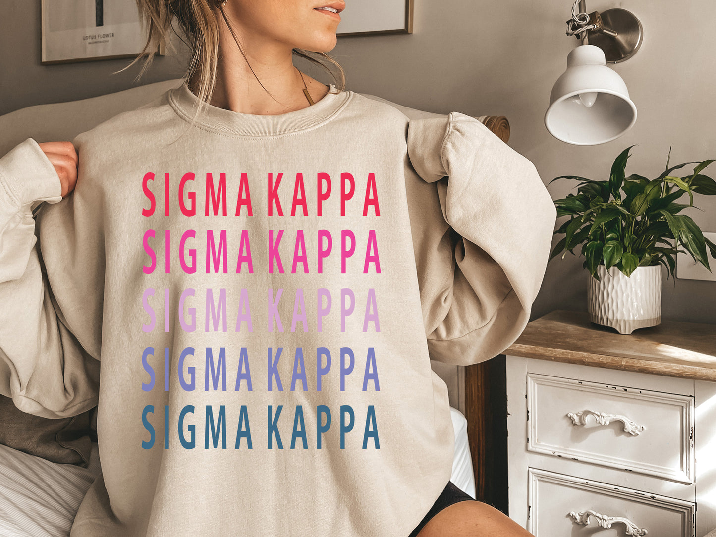 Sigma Kappa Bright and Stacked Sorority Sweatshirt _ 23g