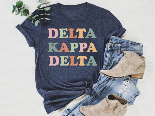 Delta Kappa Delta Bright and Colorful Sorority T-shirt _ 3470g