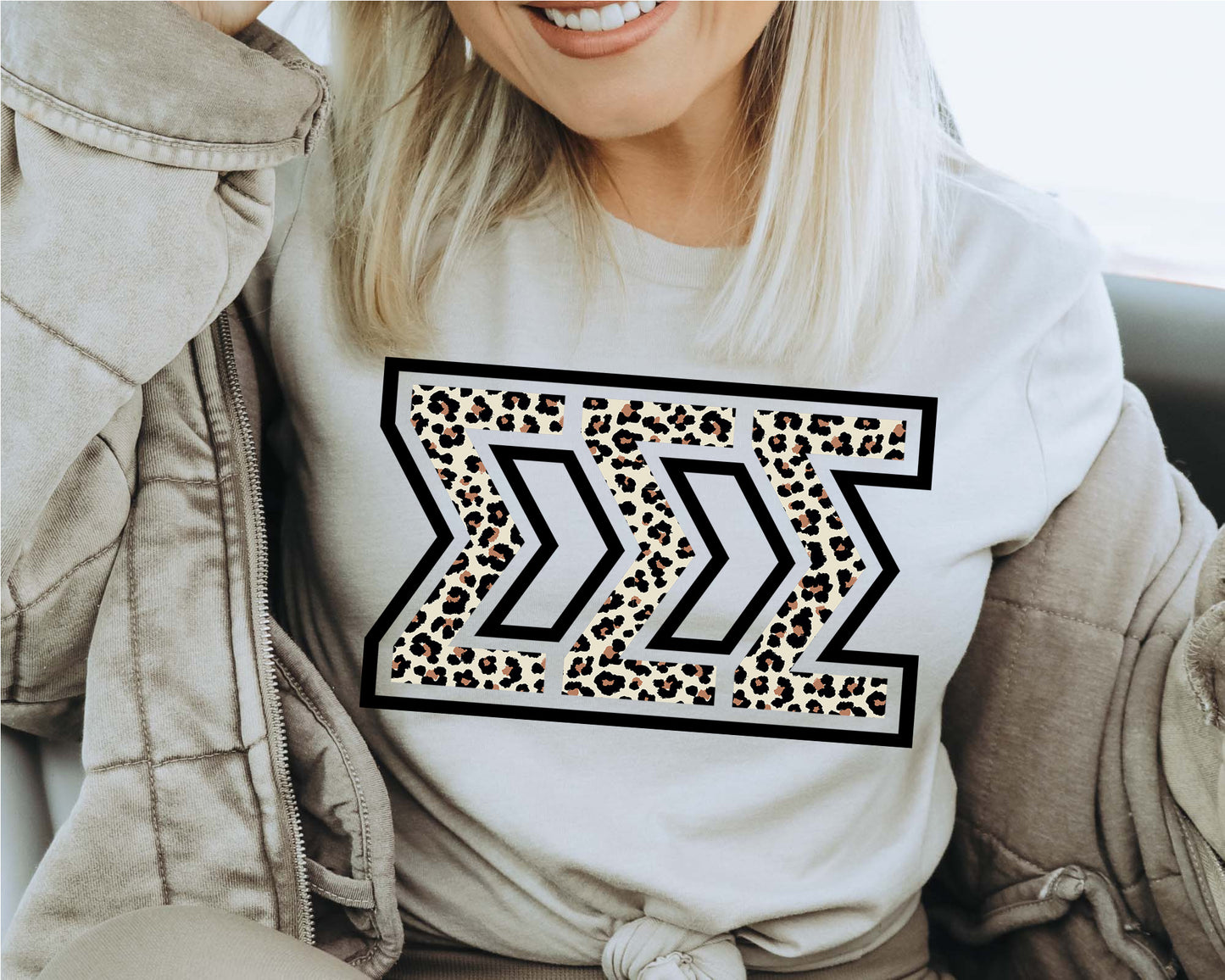 Sigma Sigma Sigma Leopard Greek Letters Sorority T-shirt _ 30458g