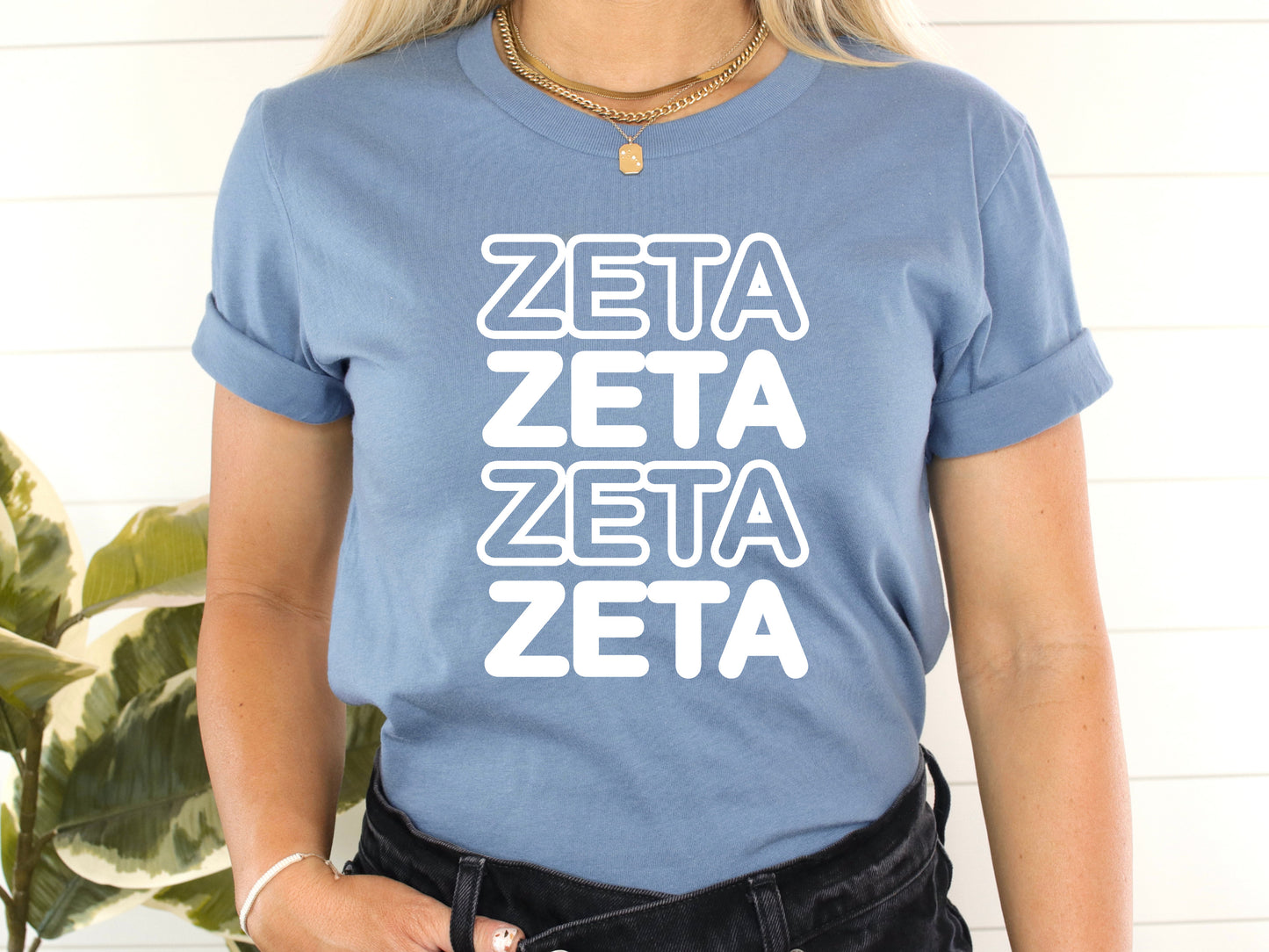 Zeta Tau Alpha Bold Bubble Letter Sorority T-shirt _ 2237g