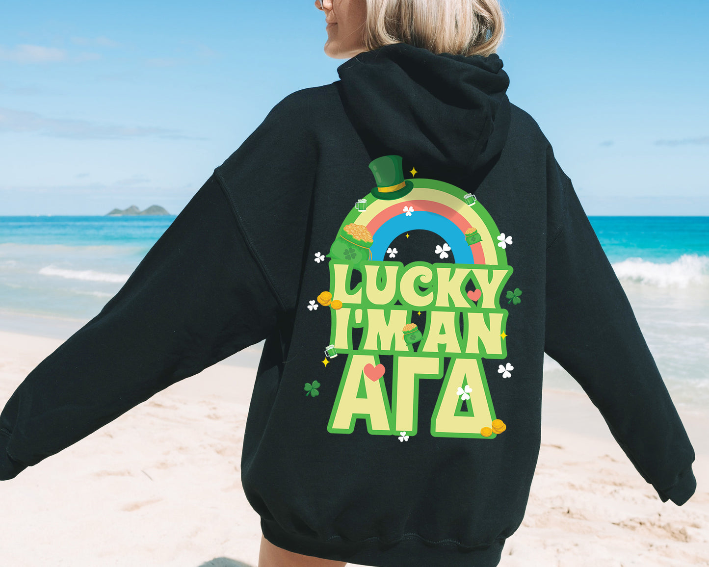Alpha Gamma Delta Lucky Rainbow Sorority Hoodie _ 32871g