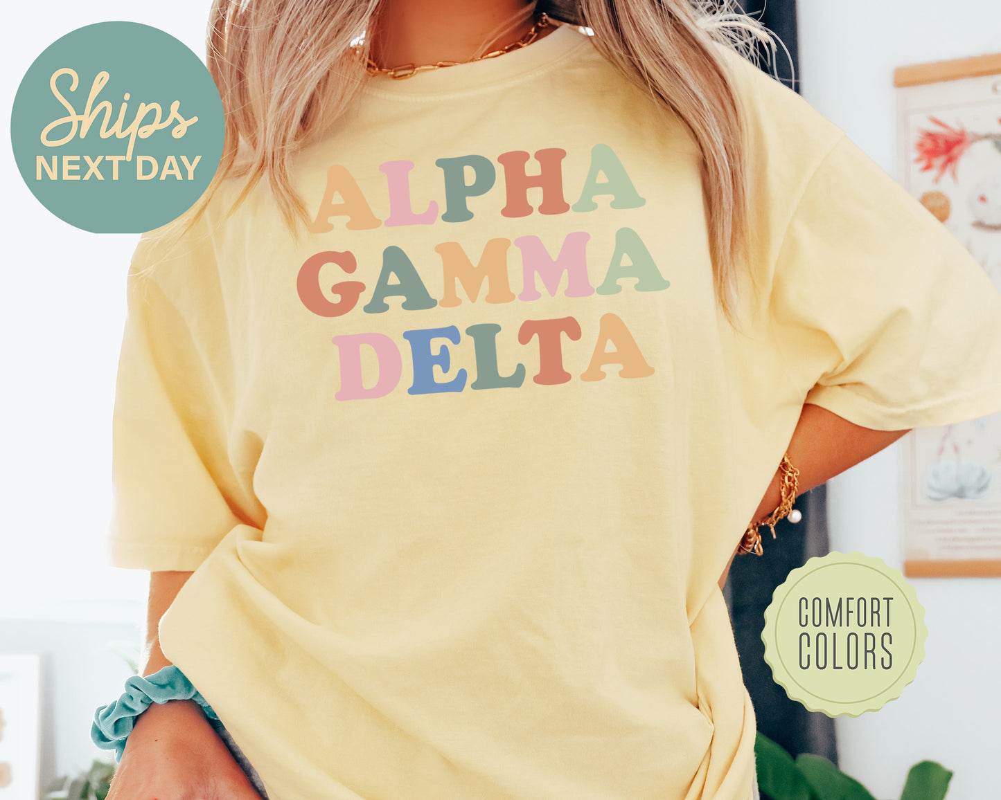 Alpha Gamma Delta Bright and Proud Comfort Colors Sorority T-shirt _ 417g