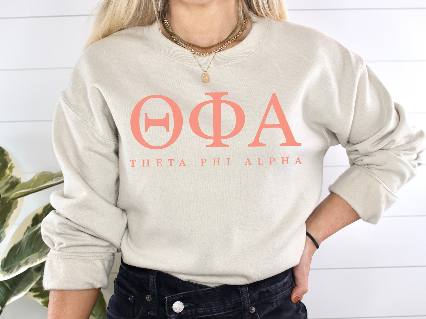 Theta Phi Alpha Pink Personality Sorority Sweatshirt _ 672g