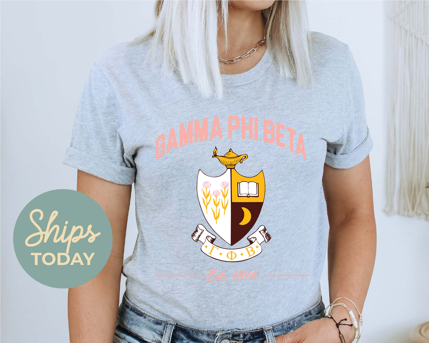 Gamma Phi Beta Loyalty Crest Sorority T-shirt _ 4434g