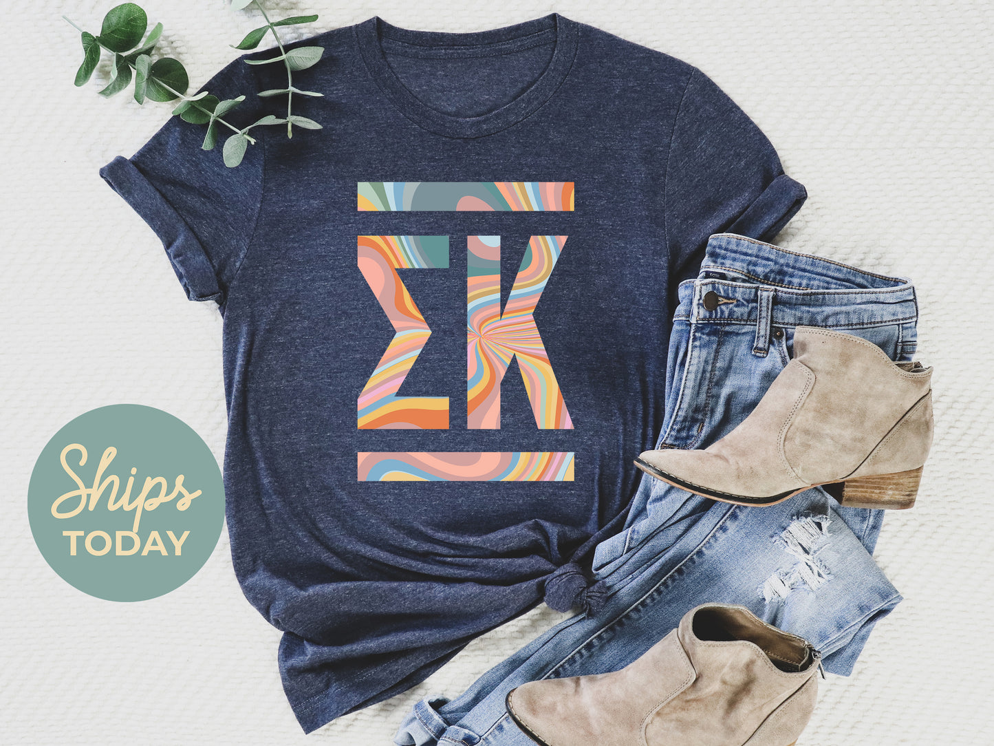 Sigma Kappa Multicolor Letters Sorority T-shirt _ 30483g