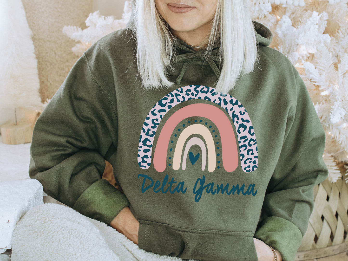 Delta Gamma Greek Rainbow Sorority Hoodie _ 2744g