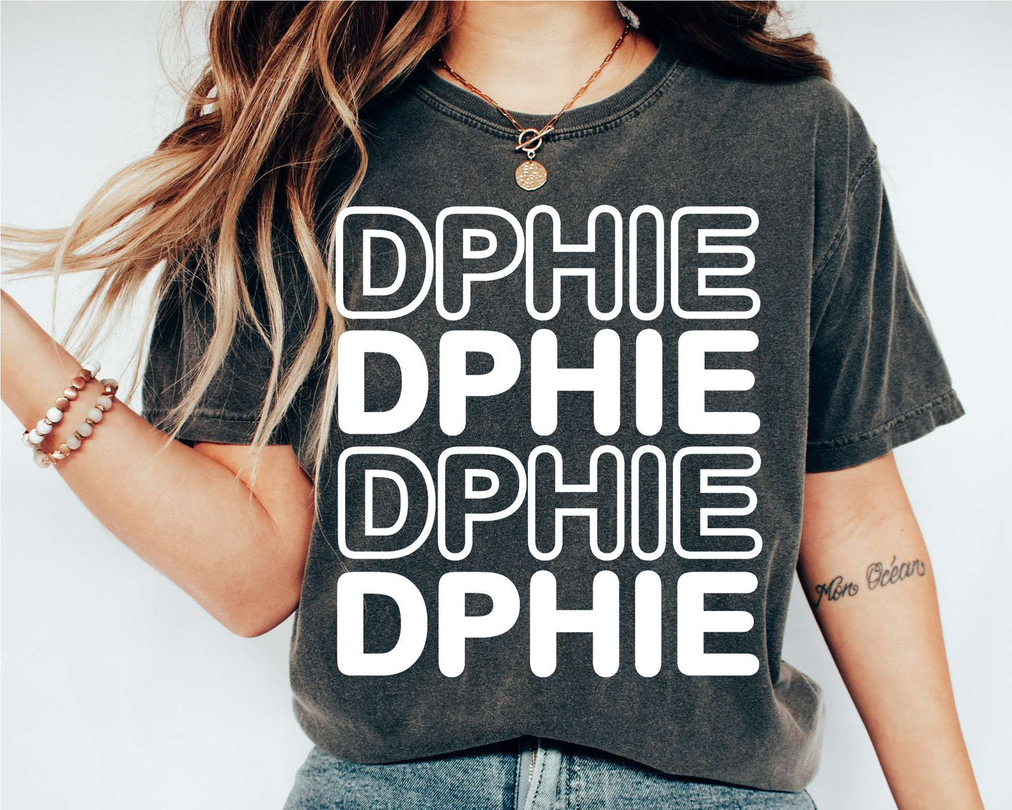 Delta Phi Epsilon Bold Bubble Letter Sorority T-shirt _ 2224g
