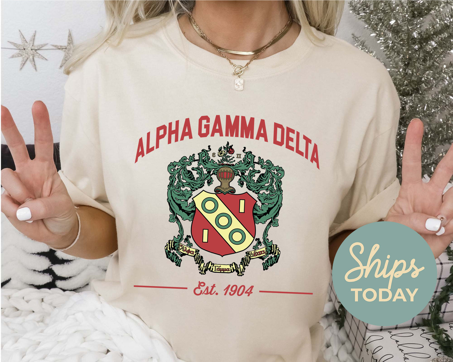 Alpha Gamma Delta Loyalty Crest Sorority T-shirt _ 4423g