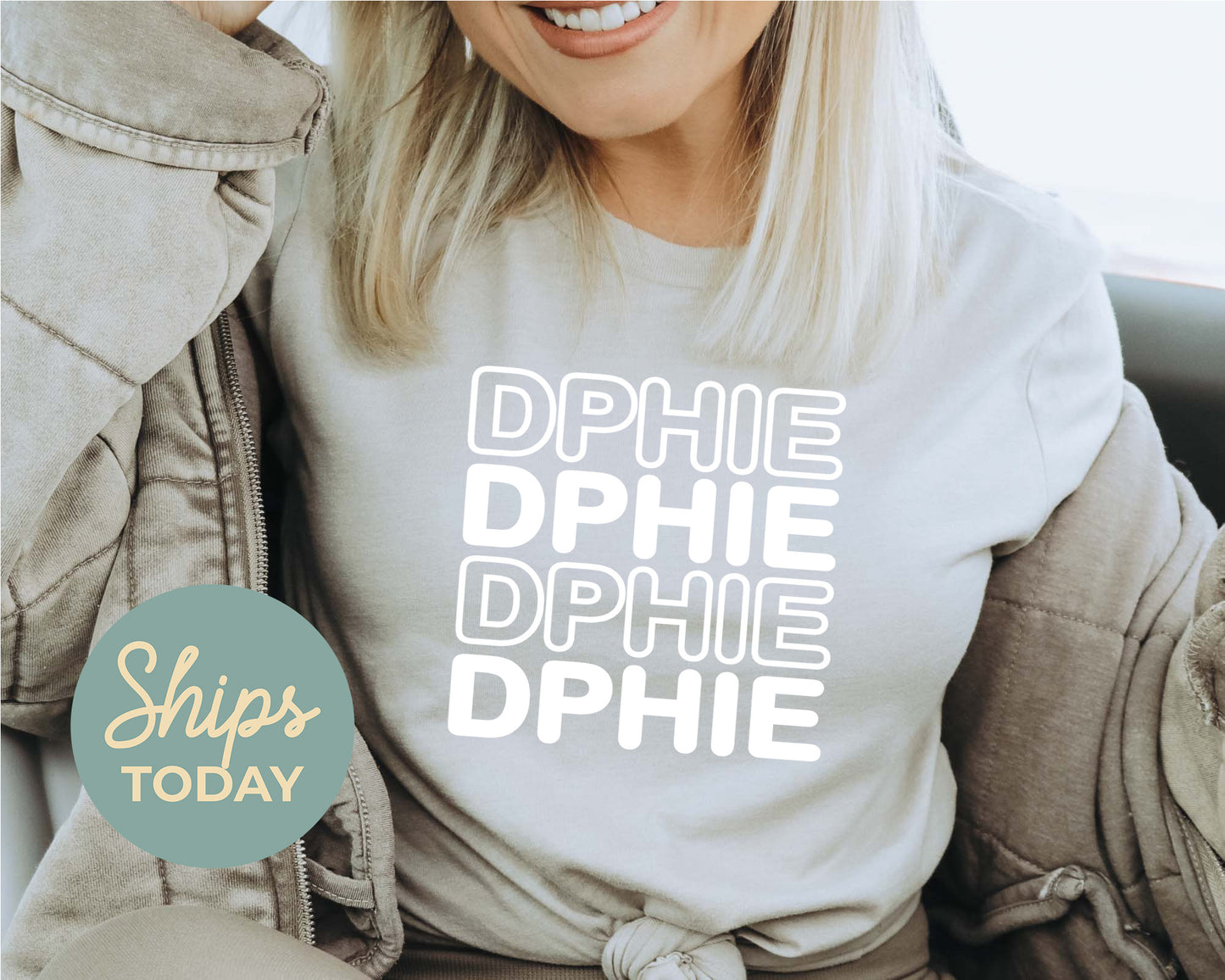 Delta Phi Epsilon Bold Bubble Letter Sorority T-shirt _ 2224g