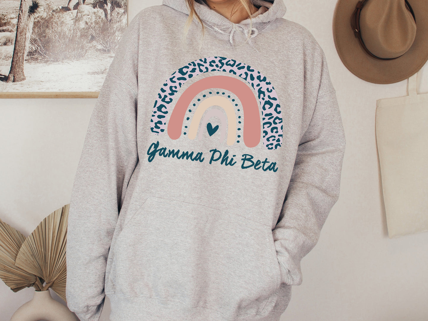 Gamma Phi Beta Greek Rainbow Sorority Hoodie _ 2747g