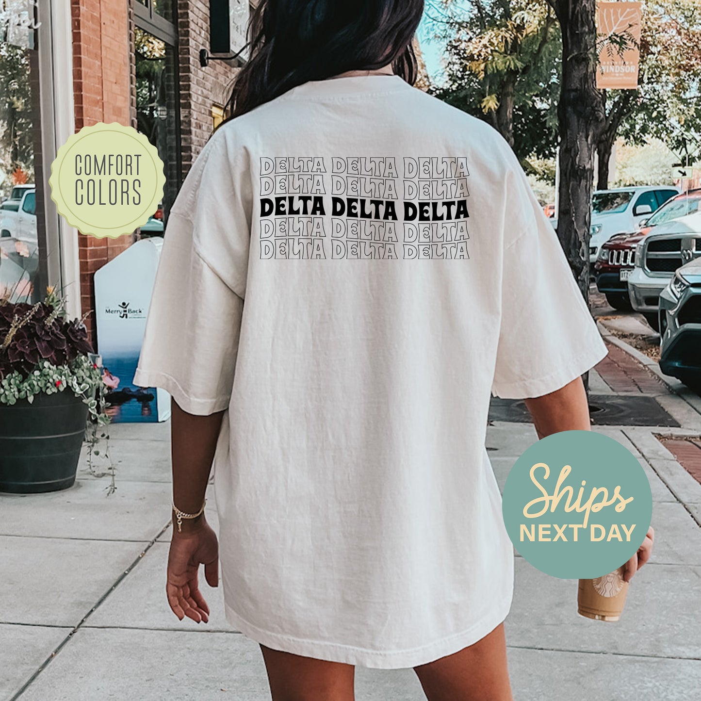 Delta Delta Delta Wavy Letters Comfort Colors Sorority T-shirt _ 33408g