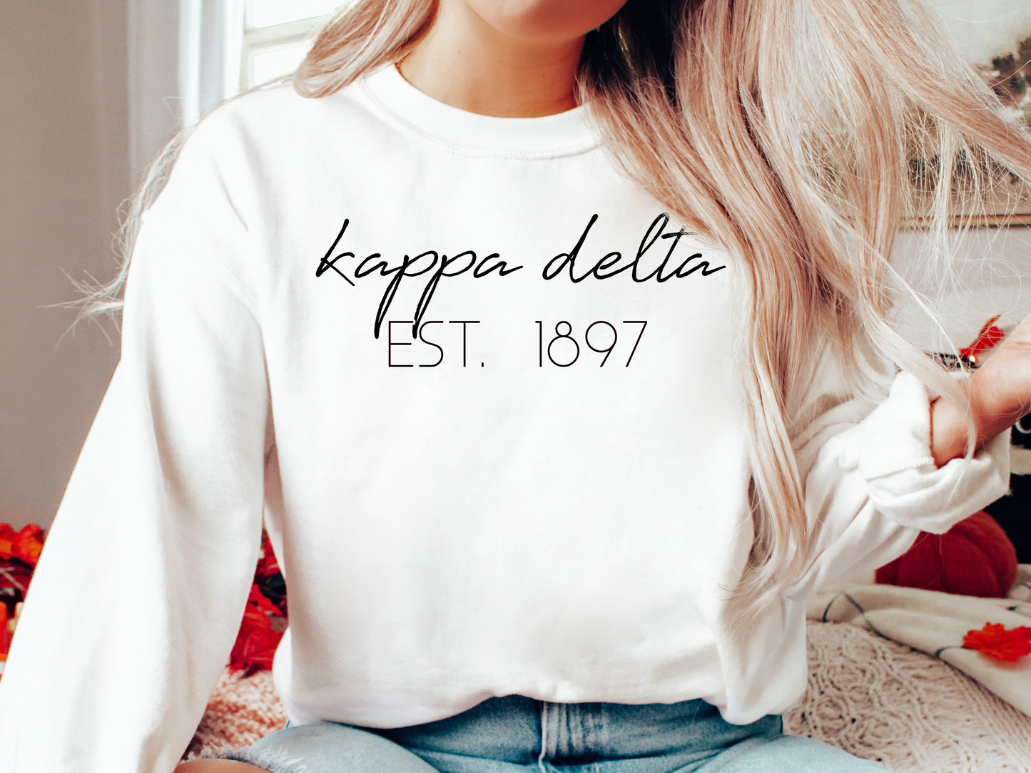 Kappa Delta Black Calligraphy Sorority Sweatshirt _ 2333g