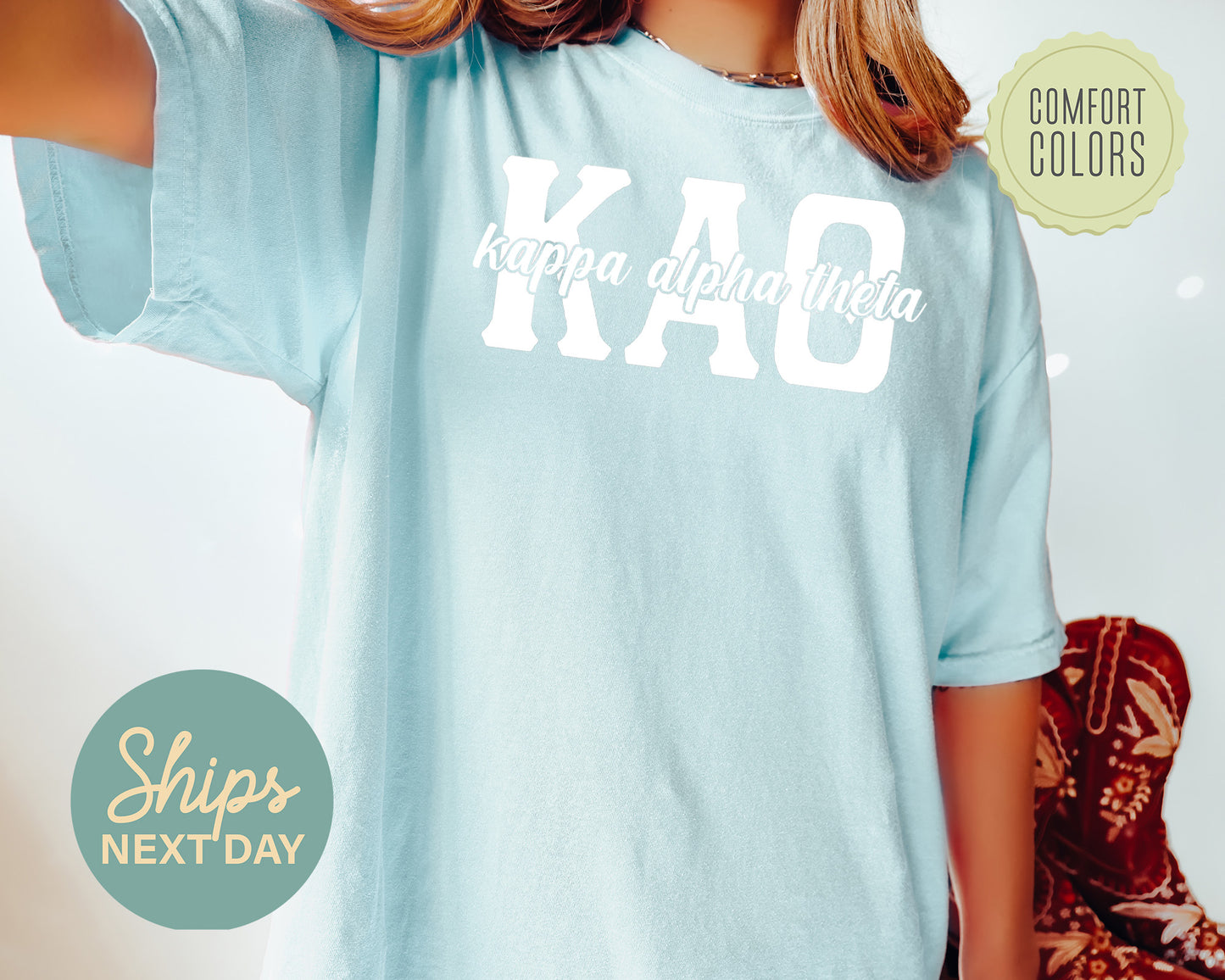 Kappa Alpha Theta Sliced White Letters Comfort Colors Sorority T-shirt _ 2253g