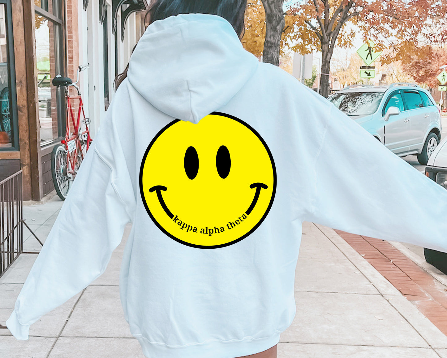 Kappa Alpha Theta Smiley Face Sorority Hoodie _ 32857g