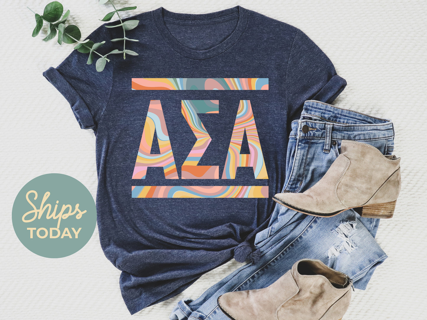 Alpha Sigma Alpha Multicolor Letters Sorority T-shirt _ 30467g
