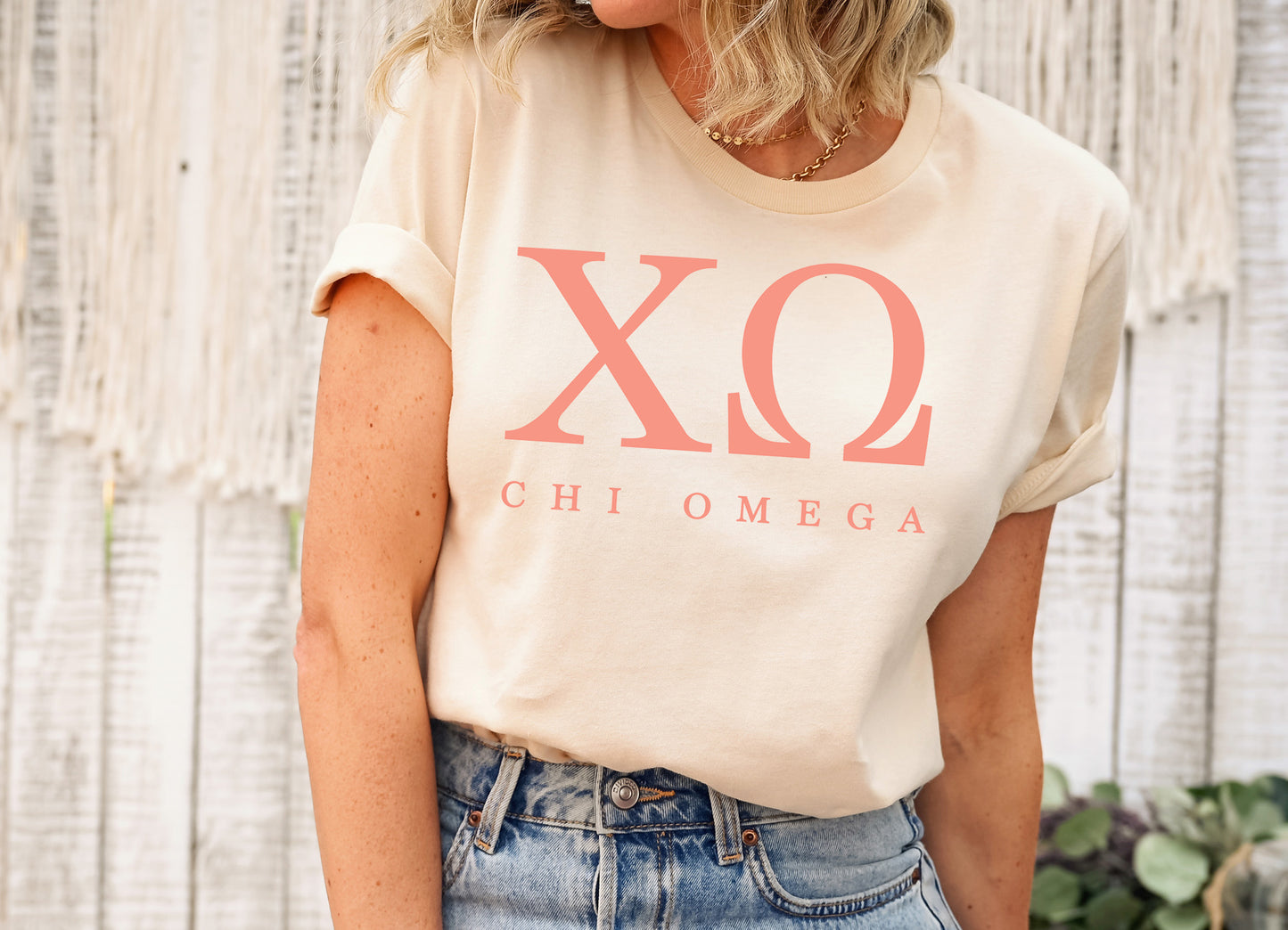 Chi Omega Pink Personality Sorority T-shirt _ 657g