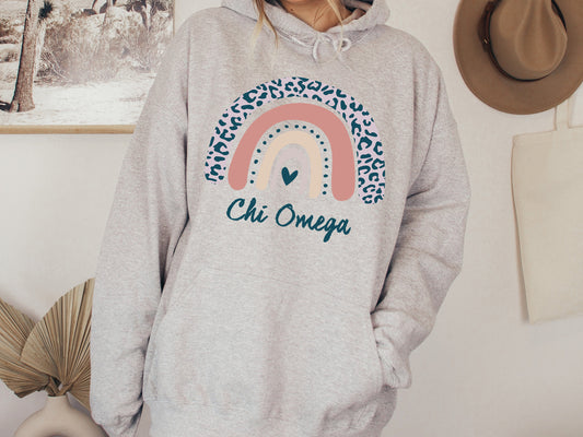 Chi Omega Greek Rainbow Sorority Hoodie _ 2742g