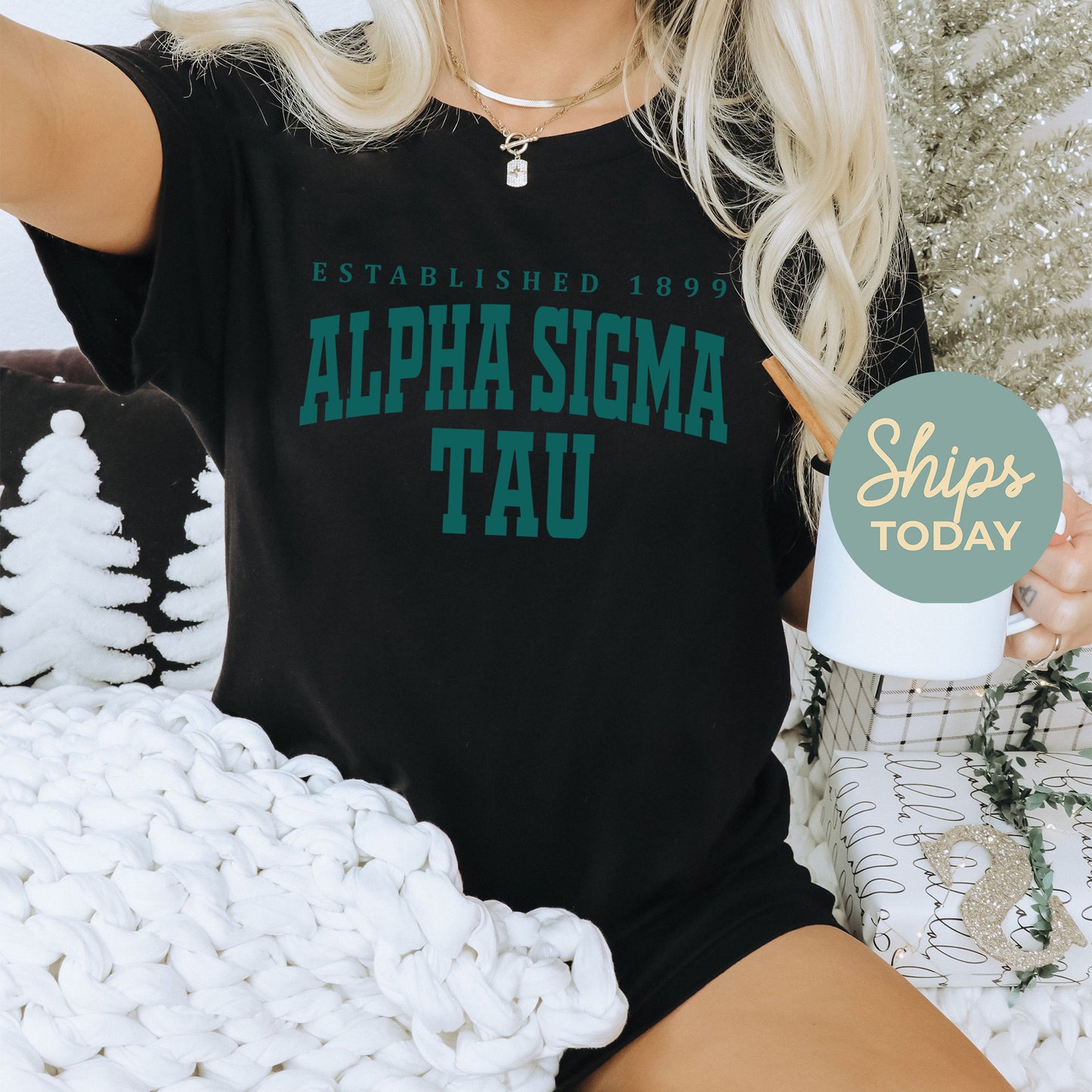 Alpha Sigma Tau Bold Letters Sorority T-shirt _ 35127g