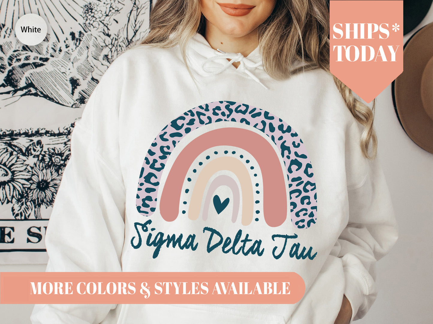 Sigma Delta Tau Greek Rainbow Sorority Hoodie _ 2754g